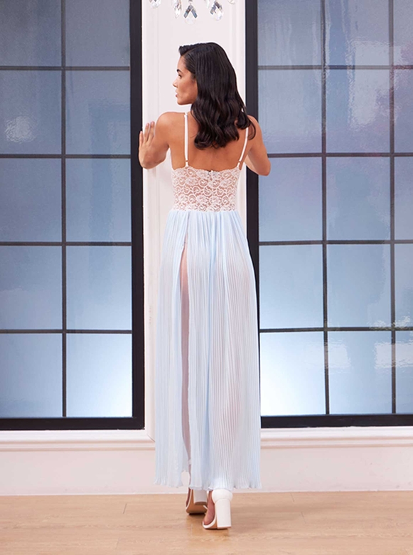 AMARI FANTASY NIGHTWEAR & ROBE SET BLUE - Thumbnail