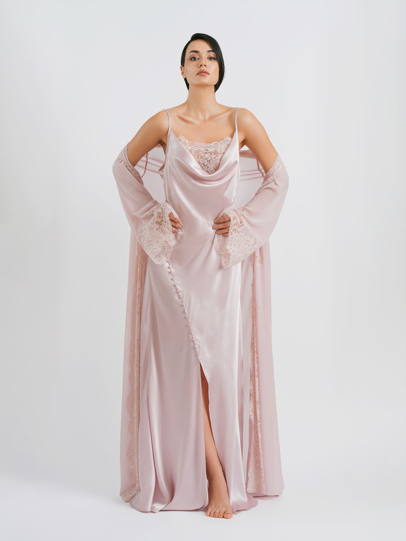 KAUDUPUL - AMAYA LONG NIGHTWEAR & ROBE SET POWDER