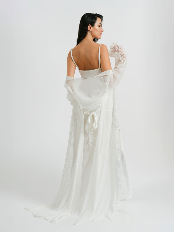 AMAYA LONG NIGHTWEAR & ROBE SET WHITE - Thumbnail