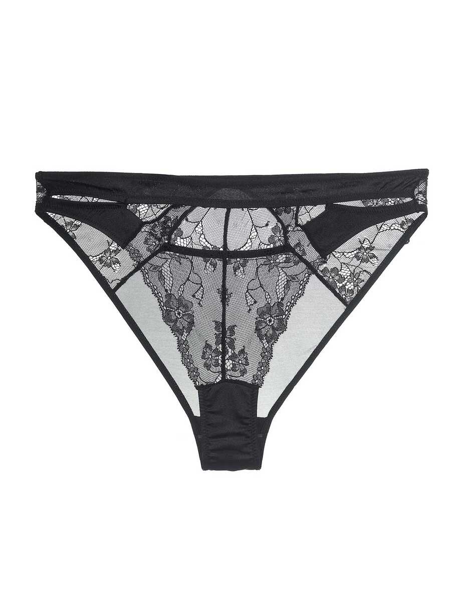 CARLA Bikini brief with floral lace and tulle detail