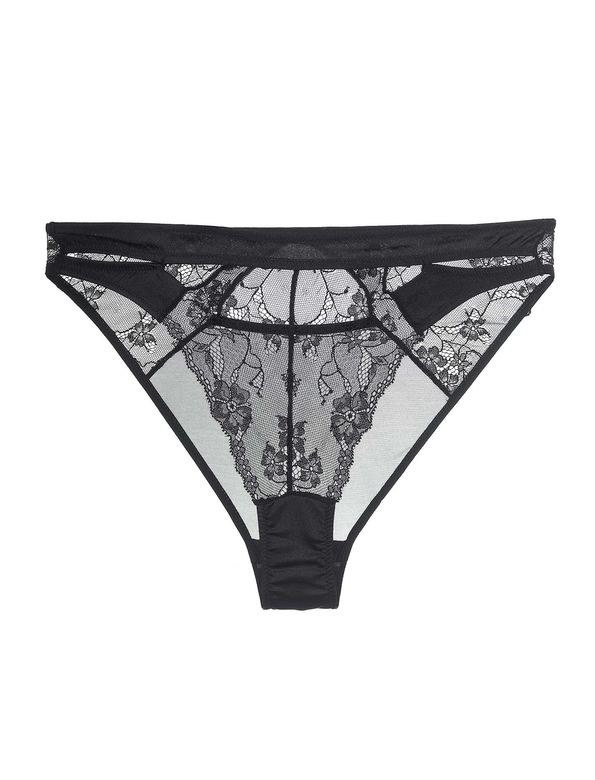 CARLA Bikini brief with floral lace and tulle detail - Thumbnail