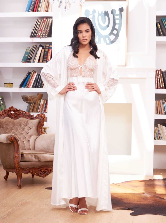 KAUDUPUL - DIANA NIGHTWEAR & ROBE SET WHITE