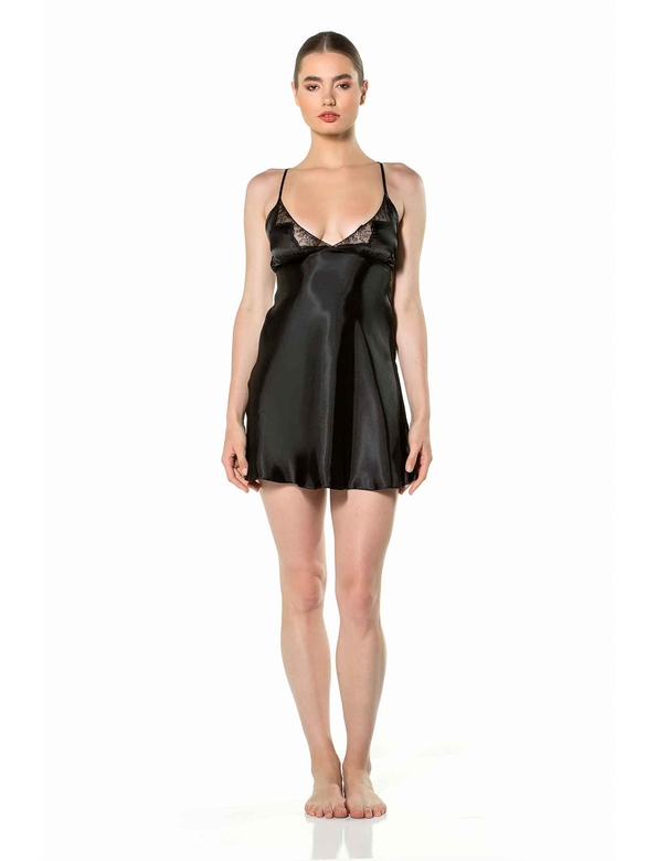 DIMAOND NIGHTWEAR & ROBE SET BLACK - Thumbnail