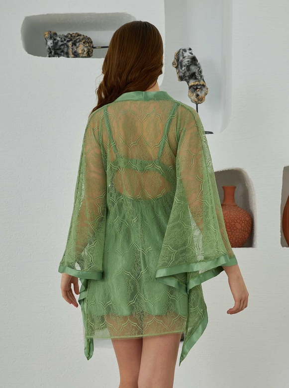 DIMAOND NIGHTWEAR & ROBE SET GREEN - Thumbnail