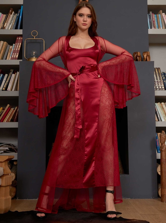 KAUDUPUL - KADEM NIGHTWEAR & ROBE SET RED