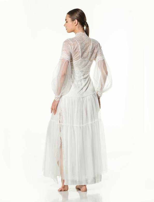 LEILA NIGHTWEAR & ROBE SET WHITE - Thumbnail