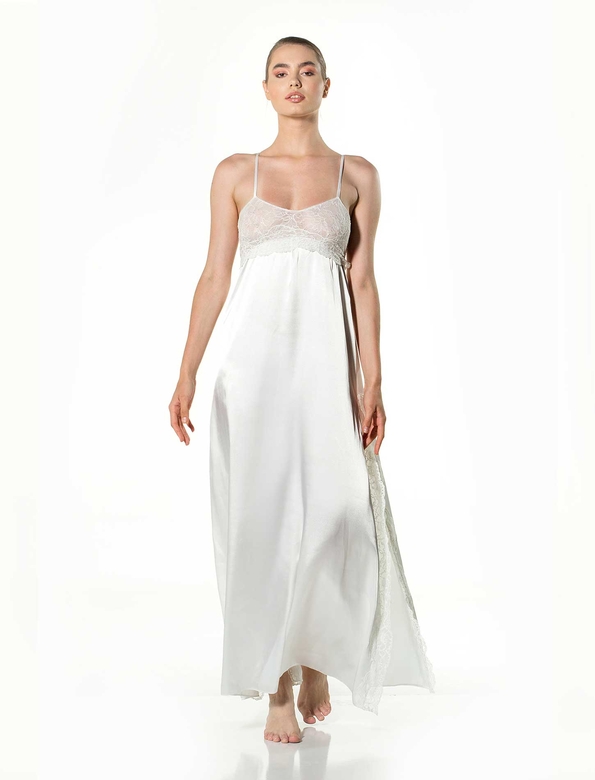 LEILA NIGHTWEAR & ROBE SET WHITE - Thumbnail