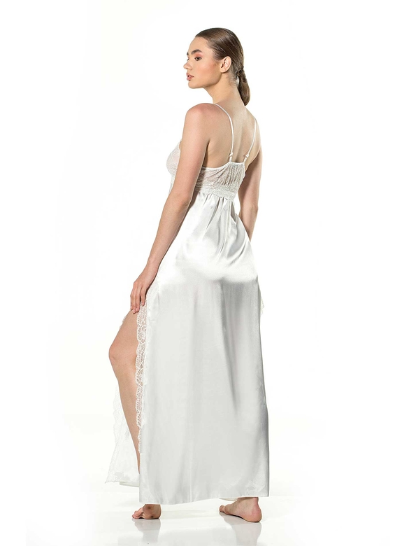 LEILA NIGHTWEAR & ROBE SET WHITE - Thumbnail