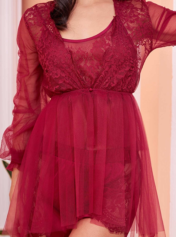 MAYRA CAMI & SHORTS SET BURGUNDY - Thumbnail