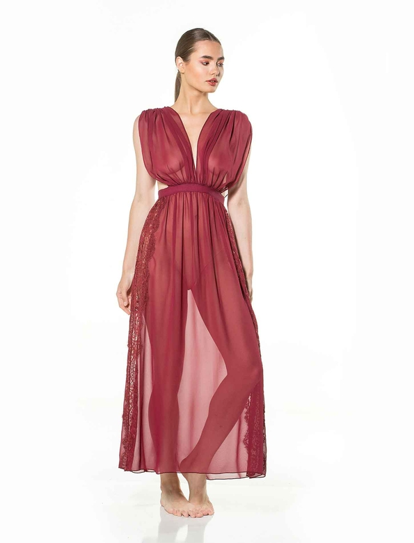 MINEL NIGHTWEAR BURGUNDY - Thumbnail