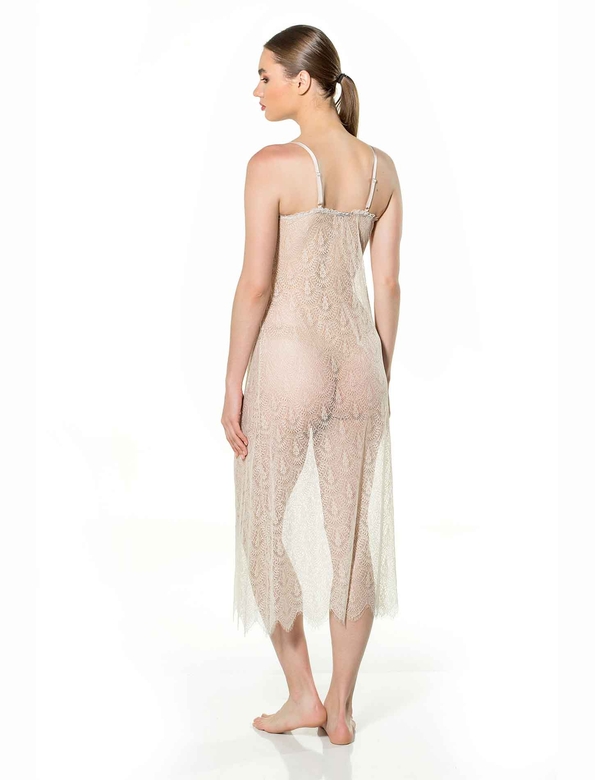 NESIBE MIDI NIGHTWEAR BONE - Thumbnail