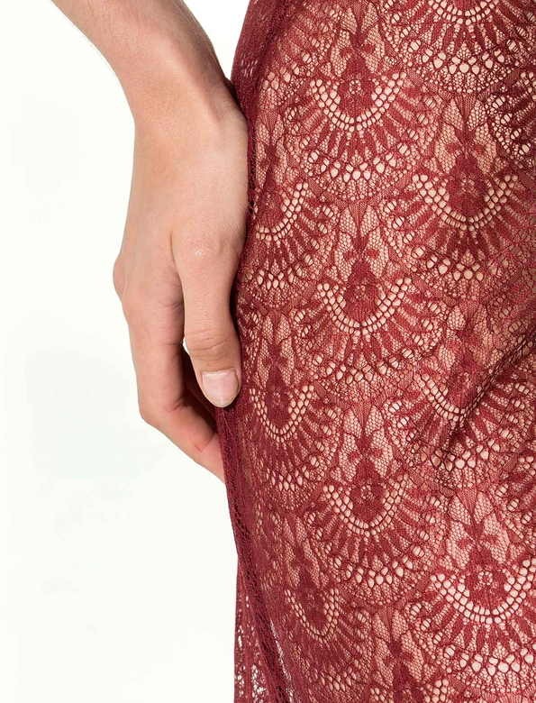 NESIBE MIDI NIGHTWEAR BURGUNDY - Thumbnail