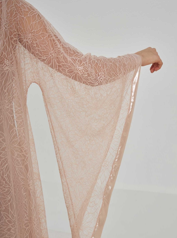 RAINA LONG NIGHTWEAR & ROBE SET POWDER - Thumbnail