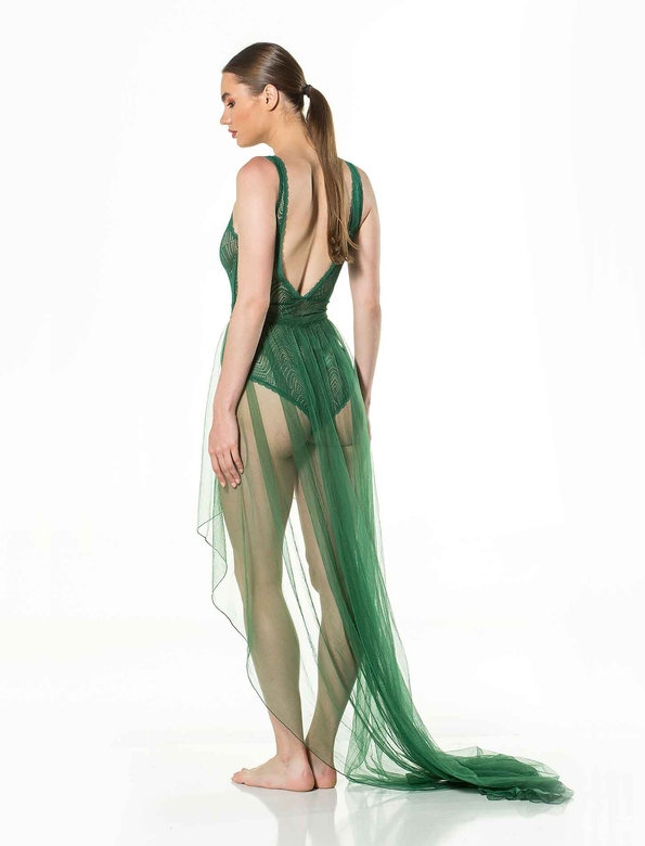SAHRA TEDDY & SHEER SKIRT GREEN - Thumbnail